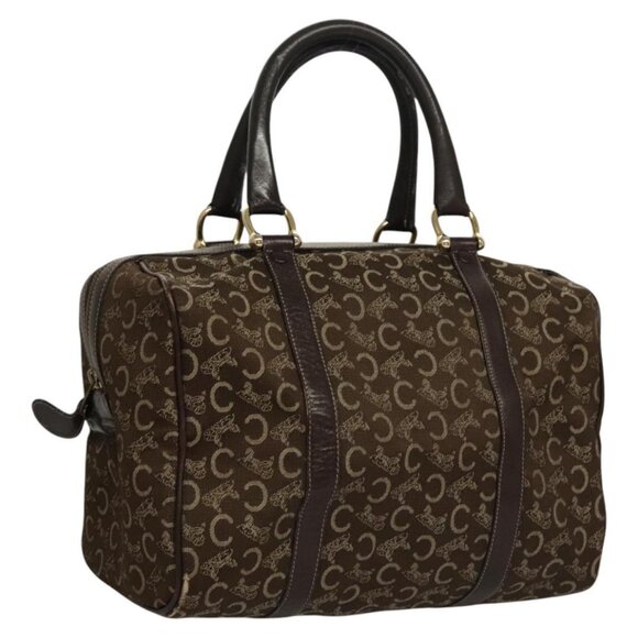 CELINE C Sulky Boston Bag Canvas Brown Gold Auth ep8383 - Picture 1 of 16